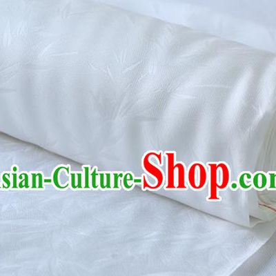 Chinese Traditional Bamboo Pattern Design White Silk Fabric Hanfu Cloth Asian Mulberry Silk Material