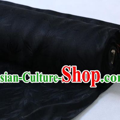 Asian Mulberry Silk Material Chinese Traditional Bamboo Pattern Design Black Silk Fabric Hanfu Cloth
