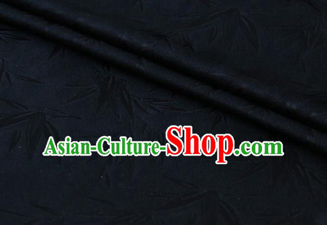 Asian Mulberry Silk Material Chinese Traditional Bamboo Pattern Design Black Silk Fabric Hanfu Cloth Asian Mulberry Silk Material Chinese Traditional Bamboo Pattern Design Black Silk Fabric Hanfu Cloth