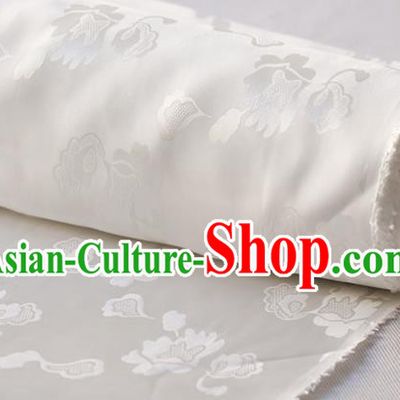 Asian Chinese Traditional Pattern Design White Silk Drapery Mulberry Silk Fabric Hanfu Satin Cloth