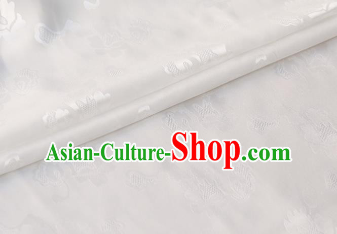 Asian Chinese Traditional Pattern Design White Silk Drapery Mulberry Silk Fabric Hanfu Satin Cloth Asian Chinese Traditional Pattern Design White Silk Drapery Mulberry Silk Fabric Hanfu Satin Cloth