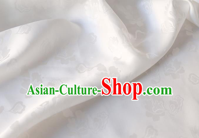 Asian Chinese Traditional Pattern Design White Silk Drapery Mulberry Silk Fabric Hanfu Satin Cloth Asian Chinese Traditional Pattern Design White Silk Drapery Mulberry Silk Fabric Hanfu Satin Cloth