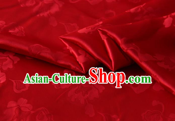 Asian Chinese Hanfu Satin Cloth Traditional Pattern Design Red Silk Drapery Mulberry Silk Fabric Asian Chinese Hanfu Satin Cloth Traditional Pattern Design Red Silk Drapery Mulberry Silk Fabric