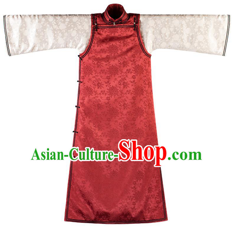 China Traditional Qipao Costume National Women Dress Classical Red Silk Cheongsam China Traditional Qipao Costume National Women Dress Classical Red Silk Cheongsam