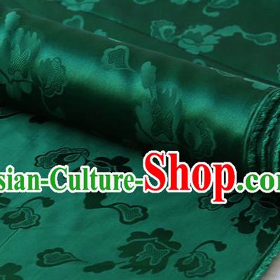 Asian Hanfu Satin Cloth Chinese Traditional Pattern Design Deep Green Silk Drapery Mulberry Silk Fabric