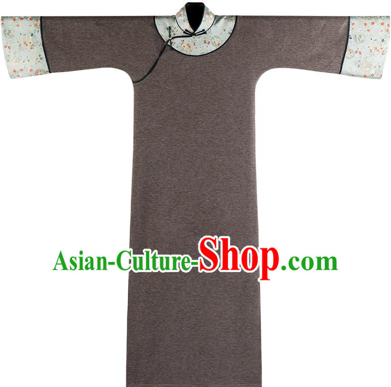 China Traditional Winter Costume National Women Dress Classical Cheongsam Brown Woolen Qipao China Traditional Winter Costume National Women Dress Classical Cheongsam Brown Woolen Qipao