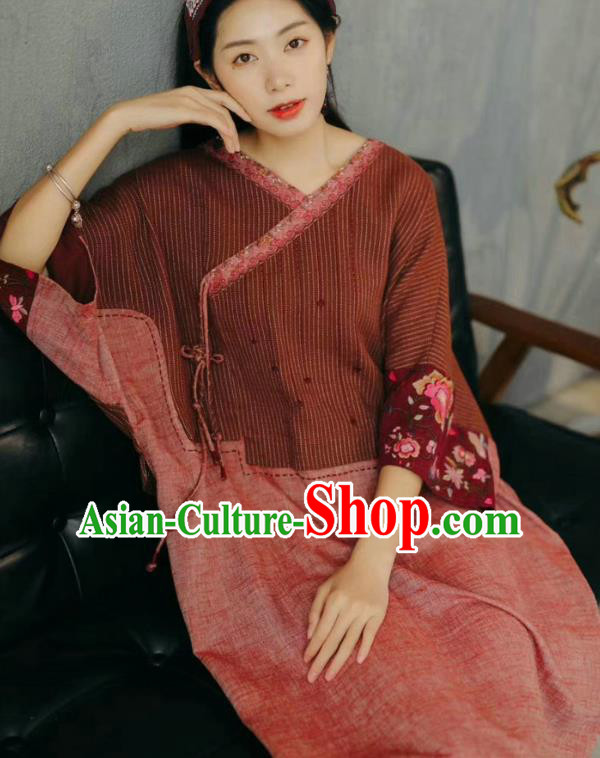 Chinese Traditional Women Clothing National Embroidered Dress Zen Suit Chinese Traditional Women Clothing National Embroidered Dress Zen Suit