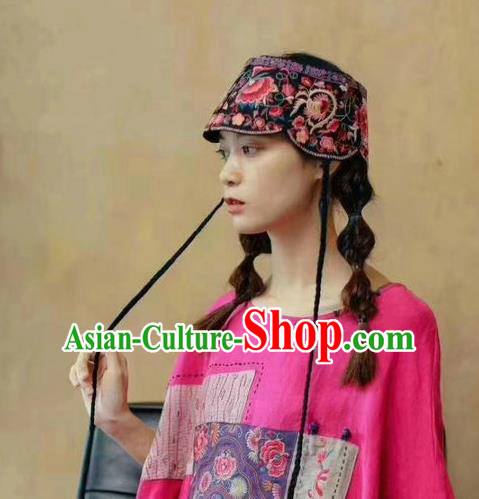 China National Individuality Hair Accessories Handmade Ethnic Embroidered Cap Flax Headband