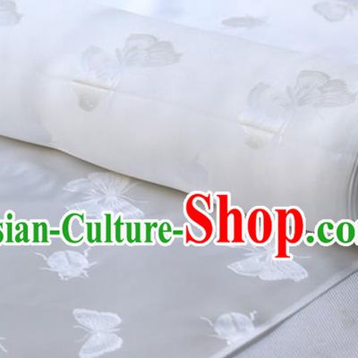 Asian Traditional Butterfly Ladybird Pattern Design White Mulberry Silk Fabric Chinese Silk Drapery Hanfu Satin Cloth