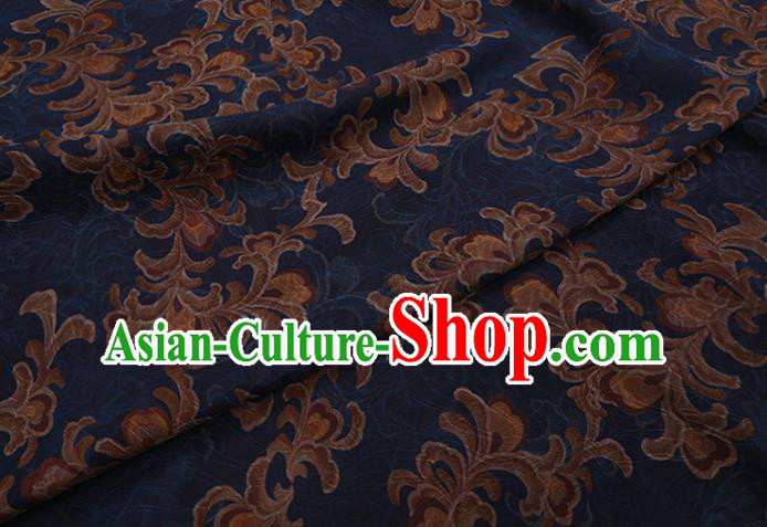 Asian Traditional Cheongsam Deep Blue Watered Gauze Fabric Chinese Classical Pattern Silk Drapery Cloth Asian Traditional Cheongsam Deep Blue Watered Gauze Fabric Chinese Classical Pattern Silk Drapery Cloth