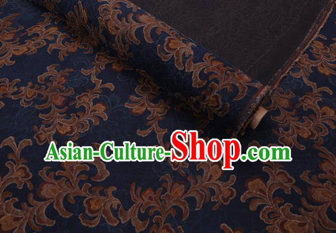 Asian Traditional Cheongsam Deep Blue Watered Gauze Fabric Chinese Classical Pattern Silk Drapery Cloth Asian Traditional Cheongsam Deep Blue Watered Gauze Fabric Chinese Classical Pattern Silk Drapery Cloth