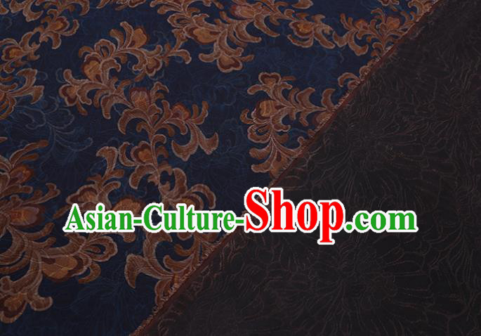 Asian Traditional Cheongsam Deep Blue Watered Gauze Fabric Chinese Classical Pattern Silk Drapery Cloth Asian Traditional Cheongsam Deep Blue Watered Gauze Fabric Chinese Classical Pattern Silk Drapery Cloth