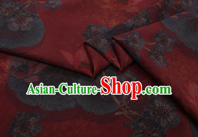 Asian Watered Gauze Fabric Traditional Cheongsam Cloth Chinese Classical Lotus Pattern Red Silk Drapery Asian Watered Gauze Fabric Traditional Cheongsam Cloth Chinese Classical Lotus Pattern Red Silk Drapery