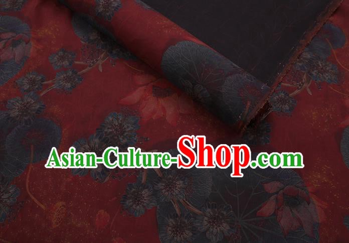 Asian Watered Gauze Fabric Traditional Cheongsam Cloth Chinese Classical Lotus Pattern Red Silk Drapery Asian Watered Gauze Fabric Traditional Cheongsam Cloth Chinese Classical Lotus Pattern Red Silk Drapery