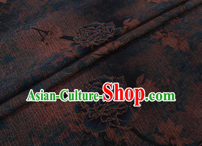Asian Navy Watered Gauze Fabric Traditional Chinese Classical Peony Pattern Silk Drapery Cheongsam Cloth Asian Navy Watered Gauze Fabric Traditional Chinese Classical Peony Pattern Silk Drapery Cheongsam Cloth