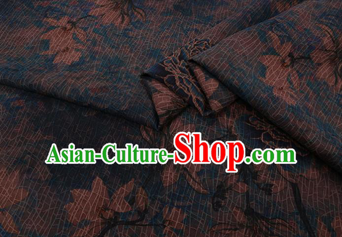 Asian Navy Watered Gauze Fabric Traditional Chinese Classical Peony Pattern Silk Drapery Cheongsam Cloth Asian Navy Watered Gauze Fabric Traditional Chinese Classical Peony Pattern Silk Drapery Cheongsam Cloth