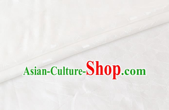 Traditional White Silk Drapery Chinese Cheongsam Classical Royal Peony Pattern Cloth Satin Fabric Traditional White Silk Drapery Chinese Cheongsam Classical Royal Peony Pattern Cloth Satin Fabric