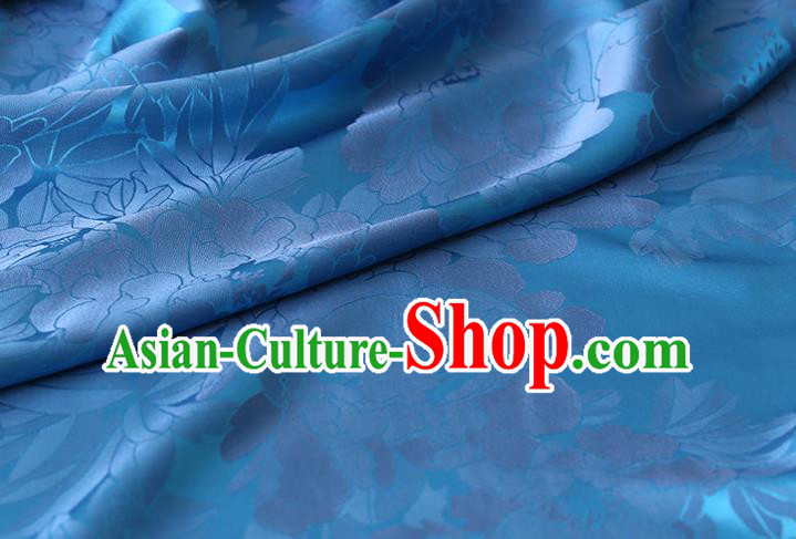 Chinese Traditional Cheongsam Cloth Classical Royal Peony Pattern Satin Fabric Blue Red Silk Drapery Chinese Traditional Cheongsam Cloth Classical Royal Peony Pattern Satin Fabric Blue Red Silk Drapery