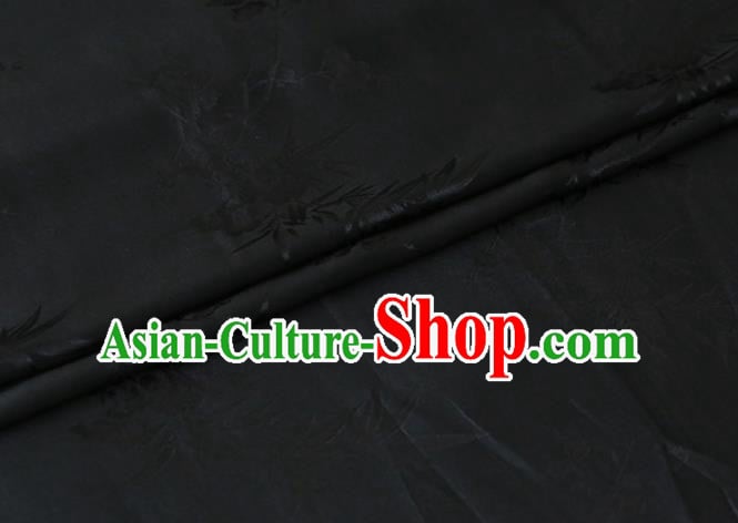 Chinese Traditional Satin Fabric Black Silk Drapery Cheongsam Classical Plum Orchid Bamboo Pattern Cloth Chinese Traditional Satin Fabric Black Silk Drapery Cheongsam Classical Plum Orchid Bamboo Pattern Cloth