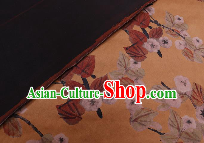 Chinese Classical Plum Pattern Yellow Watered Gauze Fabric Traditional Cheongsam Gambiered Guangdong Silk