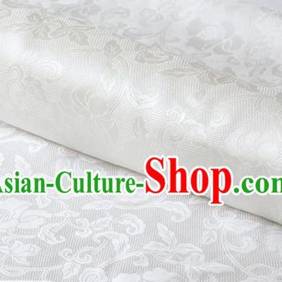 Chinese White Silk Fabric Cheongsam Traditional Jacquard Cloth Classical Twine Rose Pattern Silk Drapery