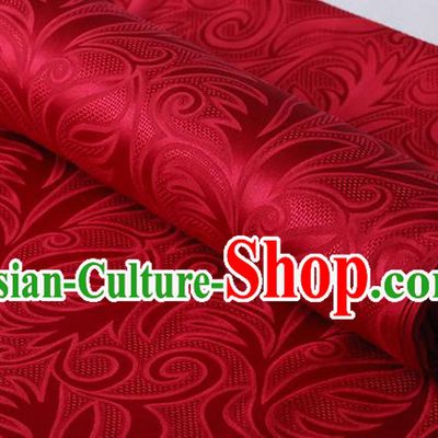 Chinese Classical Sago Flowers Pattern Dark Red Damask Fabric Silk Drapery Traditional Cheongsam Jacquard Cloth