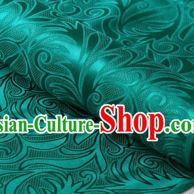 Chinese Classical Sago Flowers Pattern Damask Fabric Jacquard Cloth Traditional Cheongsam Green Silk Drapery