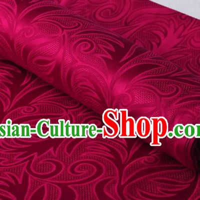 Chinese Traditional Wine Red Silk Drapery Classical Sago Flowers Pattern Damask Fabric Cheongsam Jacquard Cloth