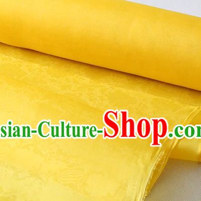 Chinese Yellow Organza Fabric Classical Phoenix Peony Pattern Silk Drapery Traditional Cheongsam Jacquard Damask Cloth