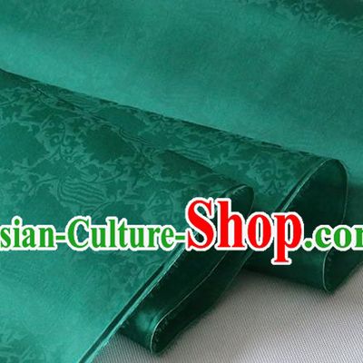 Chinese Classical Phoenix Peony Pattern Silk Drapery Traditional Deep Green Organza Fabric Hanfu Dress Jacquard Damask Cloth