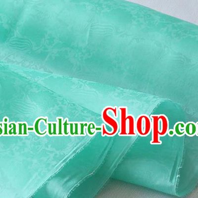 Chinese Jacquard Cloth Classical Phoenix Peony Pattern Light Green Silk Drapery Damask Traditional Hanfu Dress Organza Fabric