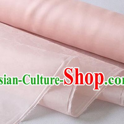 Chinese Traditional Hanfu Dress Organza Fabric Jacquard Cloth Classical Phoenix Peony Pattern Light Pink Silk Drapery Damask
