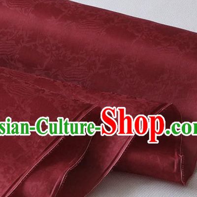 Chinese Purplish Red Silk Drapery Damask Traditional Jacquard Cloth Hanfu Dress Classical Phoenix Peony Pattern Organza Fabric