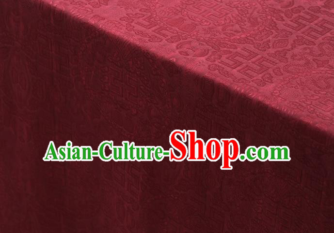 Chinese Traditional Cheongsam Cloth Weave Satin Fabric Classical Auspicious Pattern Rust Red Silk Drapery Chinese Traditional Cheongsam Cloth Weave Satin Fabric Classical Auspicious Pattern Rust Red Silk Drapery