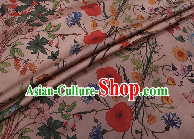 Chinese Classical Camellia Pattern Satin Fabric Traditional Cheongsam Gambiered Guangdong Silk Watered Gauze Chinese Classical Camellia Pattern Satin Fabric Traditional Cheongsam Gambiered Guangdong Silk Watered Gauze