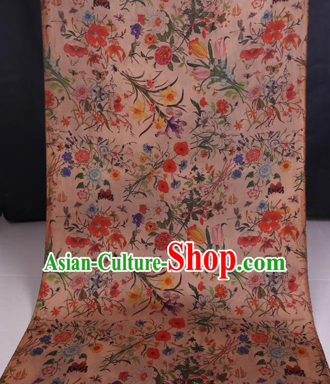 Chinese Classical Camellia Pattern Satin Fabric Traditional Cheongsam Gambiered Guangdong Silk Watered Gauze Chinese Classical Camellia Pattern Satin Fabric Traditional Cheongsam Gambiered Guangdong Silk Watered Gauze