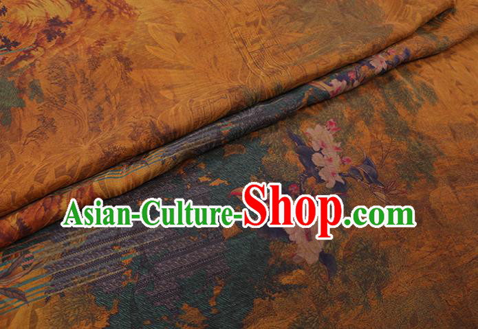 China Traditional Silk Fabric Classical Flowers Bird Pattern Cheongsam Cloth Watered Gauze China Traditional Silk Fabric Classical Flowers Bird Pattern Cheongsam Cloth Watered Gauze