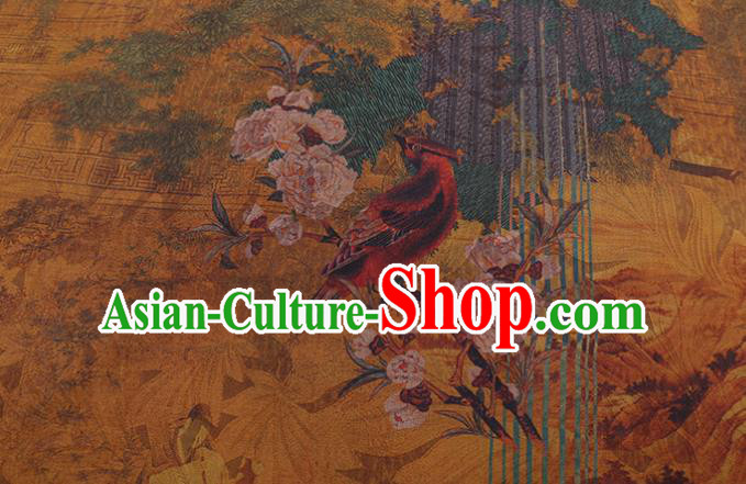 China Traditional Silk Fabric Classical Flowers Bird Pattern Cheongsam Cloth Watered Gauze China Traditional Silk Fabric Classical Flowers Bird Pattern Cheongsam Cloth Watered Gauze