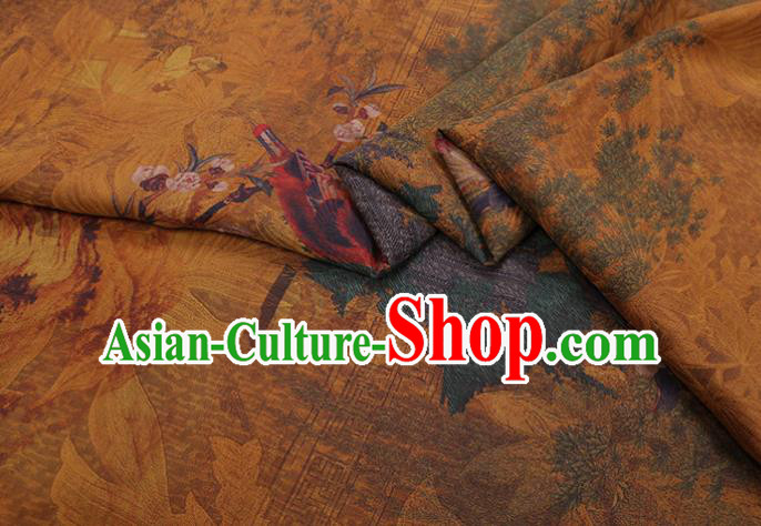 China Traditional Silk Fabric Classical Flowers Bird Pattern Cheongsam Cloth Watered Gauze China Traditional Silk Fabric Classical Flowers Bird Pattern Cheongsam Cloth Watered Gauze
