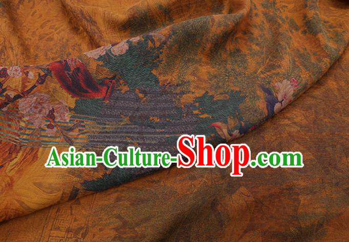 China Traditional Silk Fabric Classical Flowers Bird Pattern Cheongsam Cloth Watered Gauze China Traditional Silk Fabric Classical Flowers Bird Pattern Cheongsam Cloth Watered Gauze