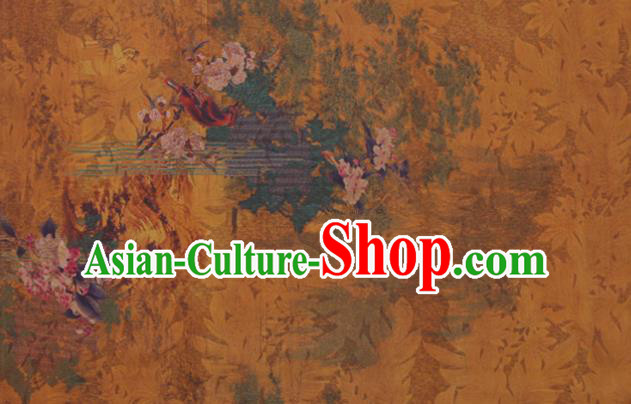 China Traditional Silk Fabric Classical Flowers Bird Pattern Cheongsam Cloth Watered Gauze China Traditional Silk Fabric Classical Flowers Bird Pattern Cheongsam Cloth Watered Gauze