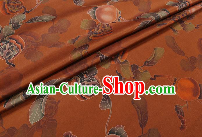 Chinese Classical Persimmon Pattern Orange Satin Fabric Traditional Cheongsam Gambiered Guangdong Silk Watered Gauze Chinese Classical Persimmon Pattern Orange Satin Fabric Traditional Cheongsam Gambiered Guangdong Silk Watered Gauze