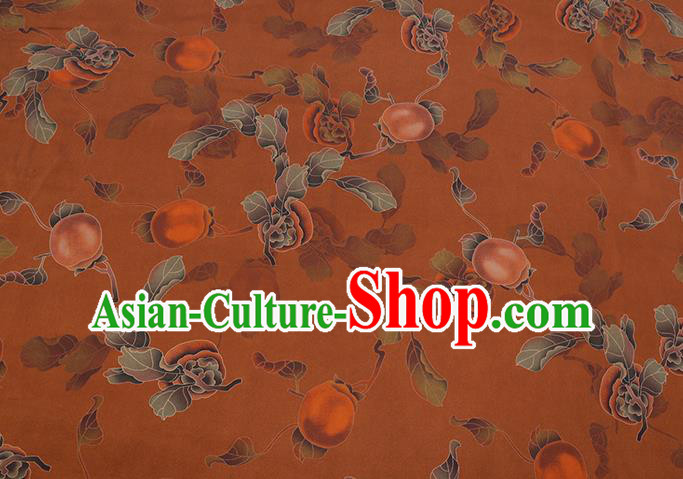 Chinese Classical Persimmon Pattern Orange Satin Fabric Traditional Cheongsam Gambiered Guangdong Silk Watered Gauze Chinese Classical Persimmon Pattern Orange Satin Fabric Traditional Cheongsam Gambiered Guangdong Silk Watered Gauze