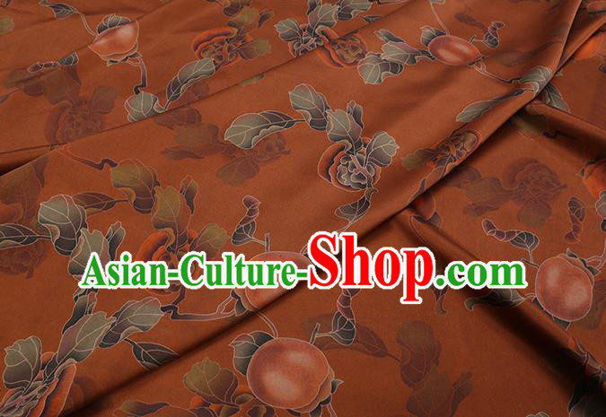 Chinese Classical Persimmon Pattern Orange Satin Fabric Traditional Cheongsam Gambiered Guangdong Silk Watered Gauze Chinese Classical Persimmon Pattern Orange Satin Fabric Traditional Cheongsam Gambiered Guangdong Silk Watered Gauze