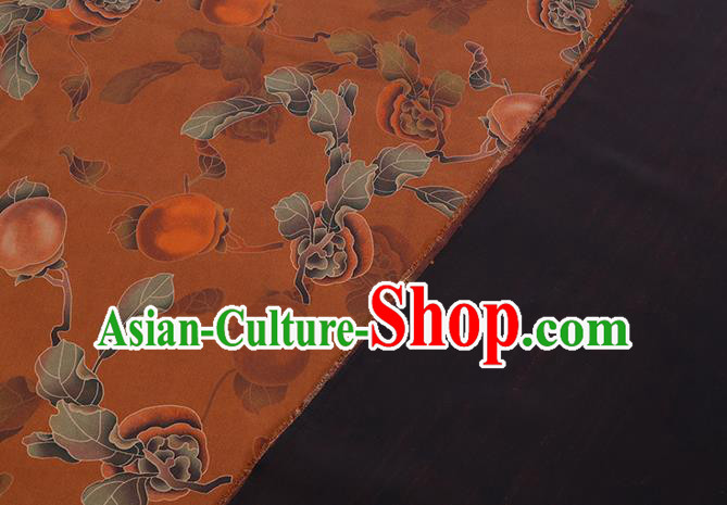 Chinese Classical Persimmon Pattern Orange Satin Fabric Traditional Cheongsam Gambiered Guangdong Silk Watered Gauze Chinese Classical Persimmon Pattern Orange Satin Fabric Traditional Cheongsam Gambiered Guangdong Silk Watered Gauze