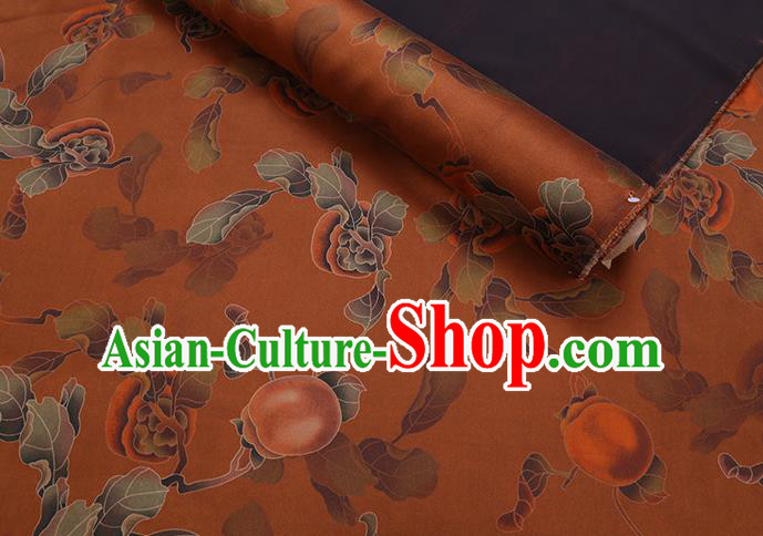 Chinese Classical Persimmon Pattern Orange Satin Fabric Traditional Cheongsam Gambiered Guangdong Silk Watered Gauze Chinese Classical Persimmon Pattern Orange Satin Fabric Traditional Cheongsam Gambiered Guangdong Silk Watered Gauze