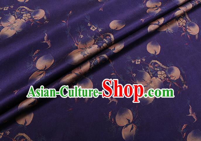 Chinese Classical Peach Pattern Purple Silk Fabric Traditional Watered Gauze Cheongsam Gambiered Guangdong Silk Chinese Classical Peach Pattern Purple Silk Fabric Traditional Watered Gauze Cheongsam Gambiered Guangdong Silk