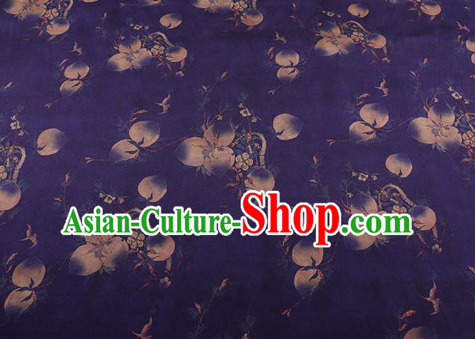 Chinese Classical Peach Pattern Purple Silk Fabric Traditional Watered Gauze Cheongsam Gambiered Guangdong Silk Chinese Classical Peach Pattern Purple Silk Fabric Traditional Watered Gauze Cheongsam Gambiered Guangdong Silk
