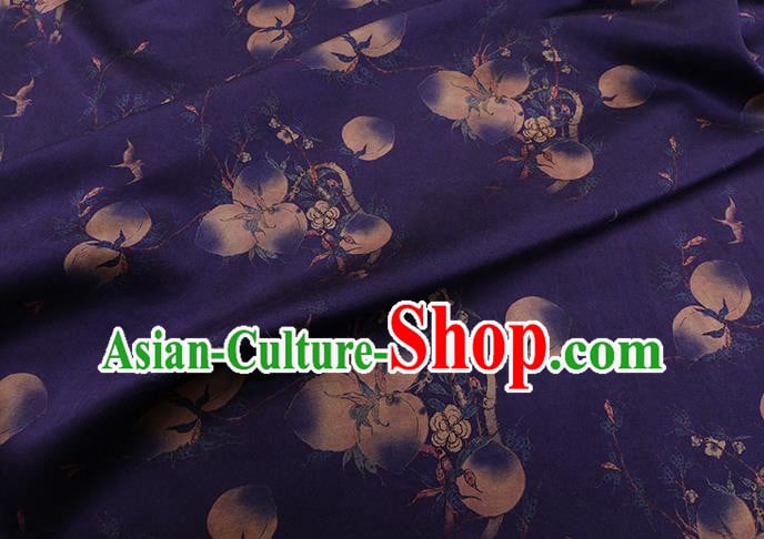 Chinese Classical Peach Pattern Purple Silk Fabric Traditional Watered Gauze Cheongsam Gambiered Guangdong Silk Chinese Classical Peach Pattern Purple Silk Fabric Traditional Watered Gauze Cheongsam Gambiered Guangdong Silk