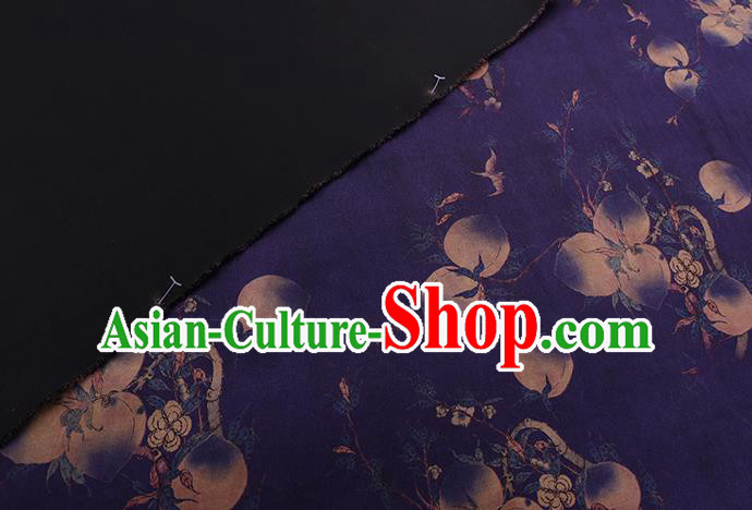 Chinese Classical Peach Pattern Purple Silk Fabric Traditional Watered Gauze Cheongsam Gambiered Guangdong Silk Chinese Classical Peach Pattern Purple Silk Fabric Traditional Watered Gauze Cheongsam Gambiered Guangdong Silk